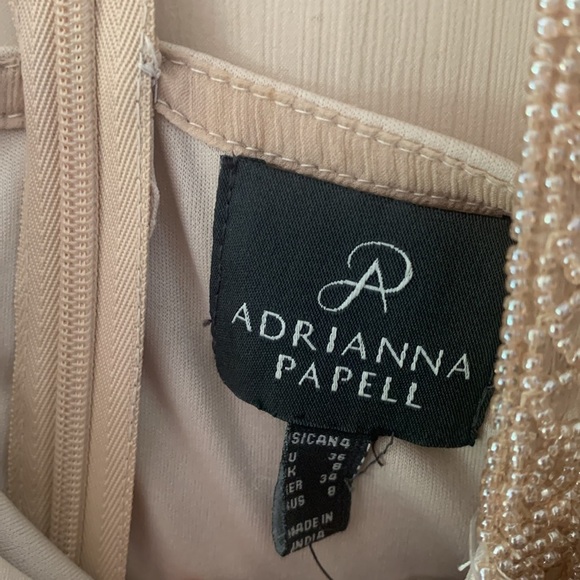 Adrianna Papell Rose champagne Beaded‎ Bodice Dress sz 4 wedding chiffon prom - Picture 4 of 16